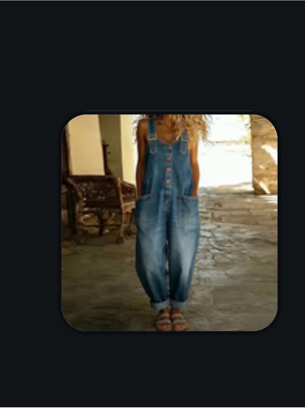 NEW Relaxed Blue Denim Overalls for Women/L